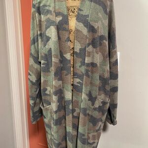 Camouflage Open Front Cardigan